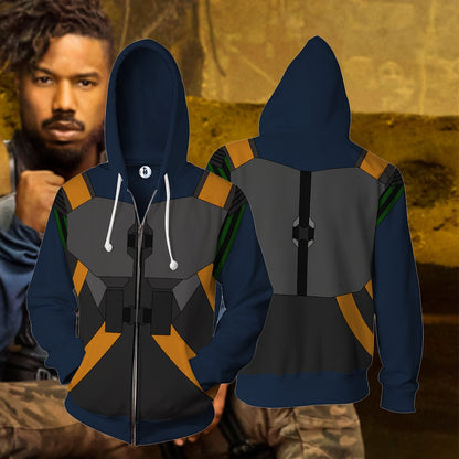 Erik Killmonger Cosplay Zip Up Hoodie Jacket 5XL