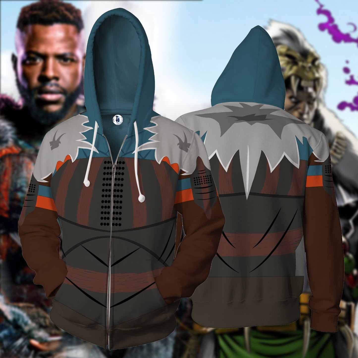M'Baku Cosplay Zip Up Hoodie Jacket 5XL