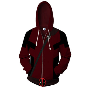 Deadpool Cosplay Zip Up Hoodie Jacket   