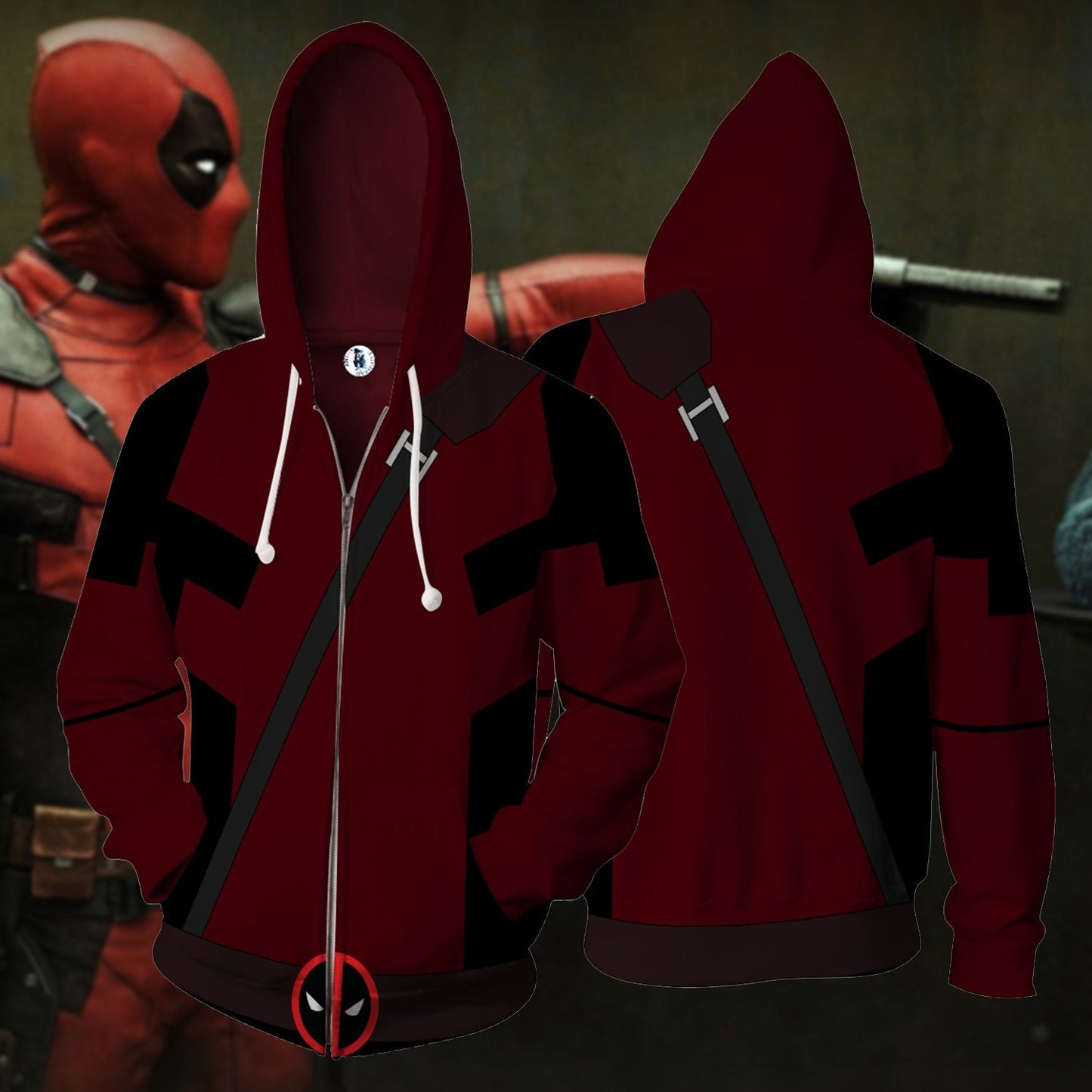 Deadpool Cosplay Zip Up Hoodie Jacket 5XL