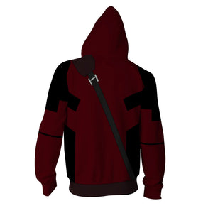 Deadpool Cosplay Zip Up Hoodie Jacket   