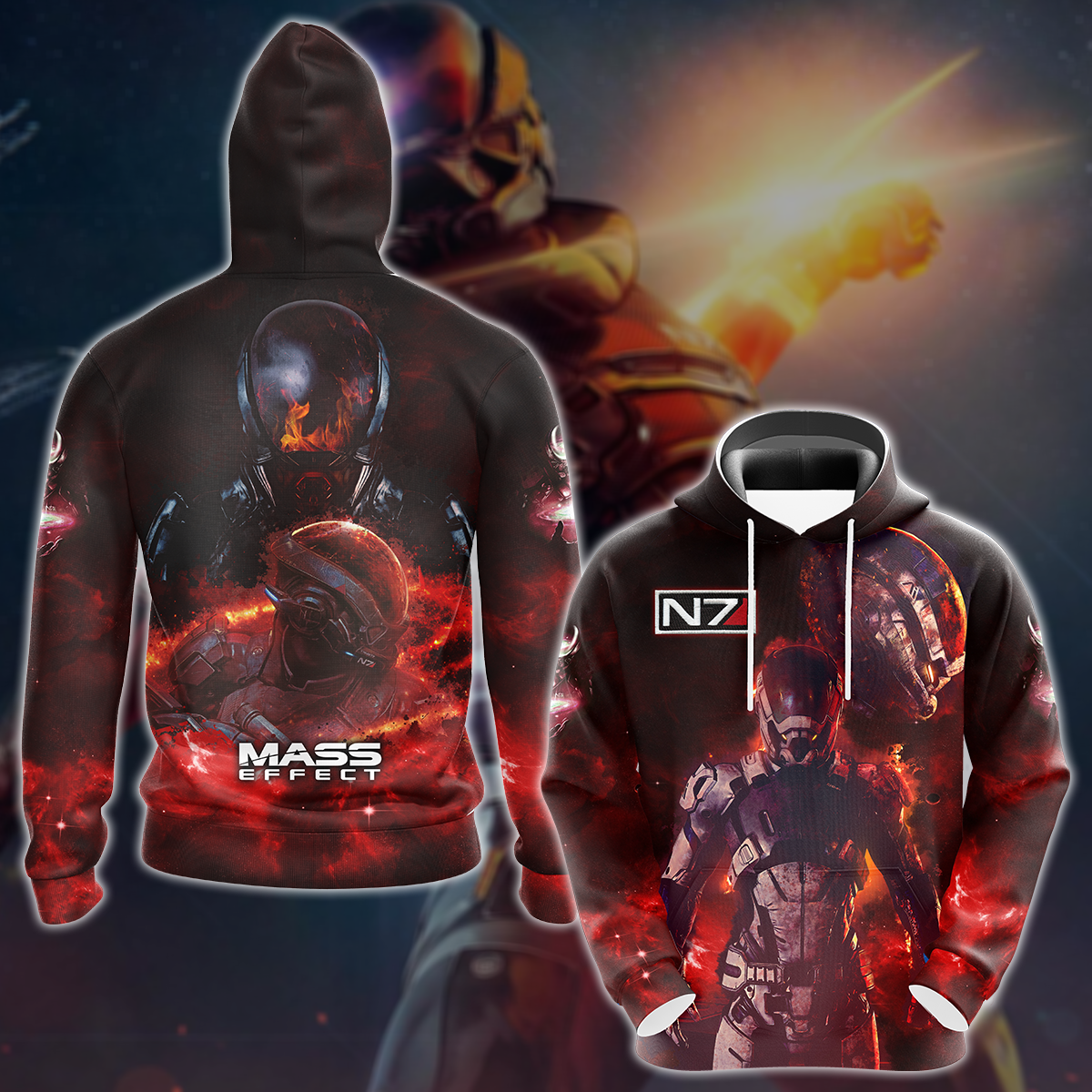 Mass Effect Video Game 3D All Over Printed T-shirt Tank Top Zip Hoodie Pullover Hoodie Hawaiian Shirt Beach Shorts Jogger Hoodie