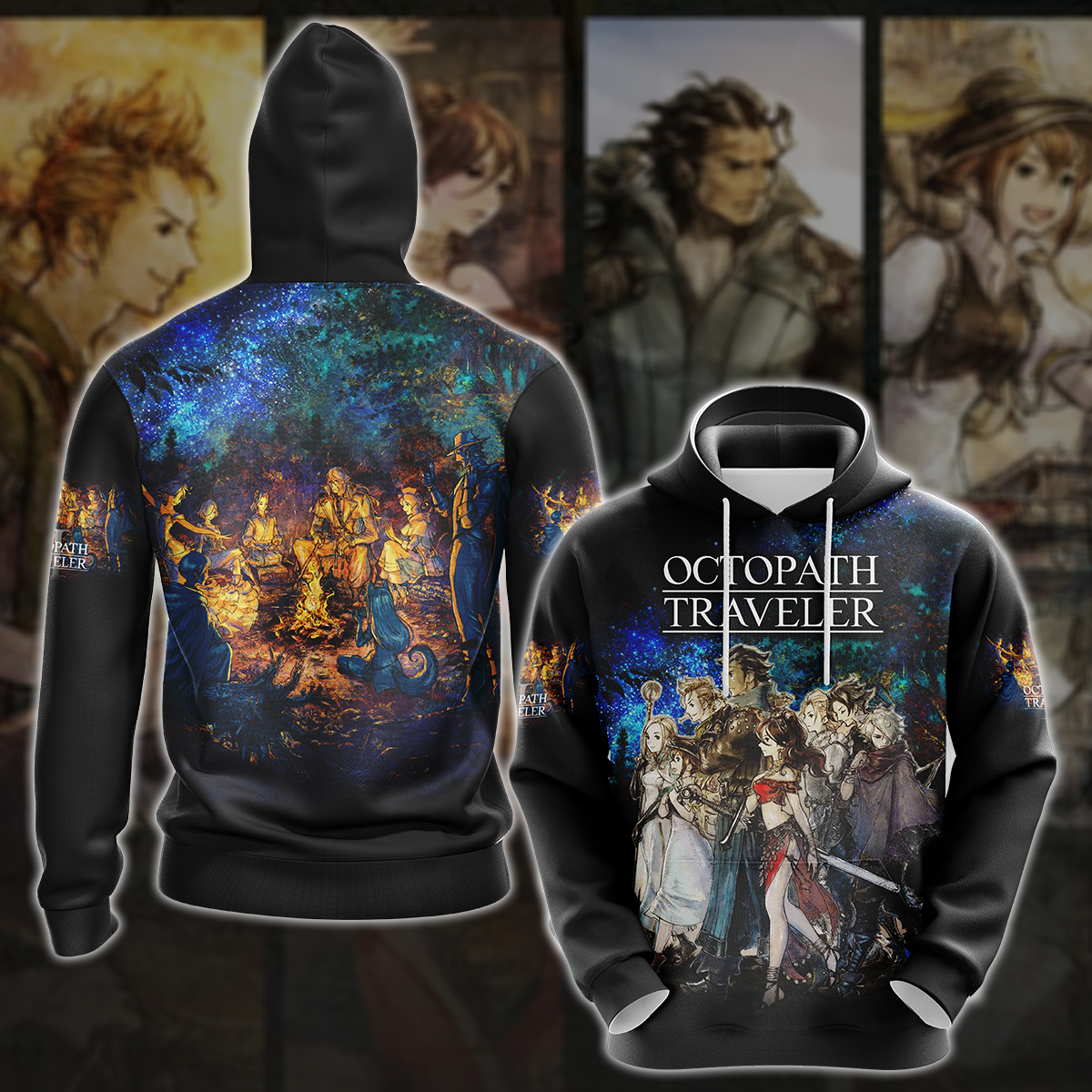 Octopath Traveler II Video Game 3D All Over Printed T-shirt Tank Top Zip Hoodie Pullover Hoodie Hawaiian Shirt Beach Shorts Jogger Hoodie