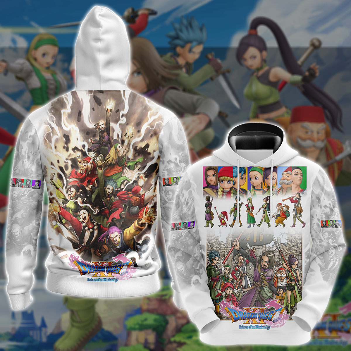 Dragon Quest XI Video Game 3D All Over Printed T-shirt Tank Top Zip Hoodie Pullover Hoodie Hawaiian Shirt Beach Shorts Jogger Hoodie