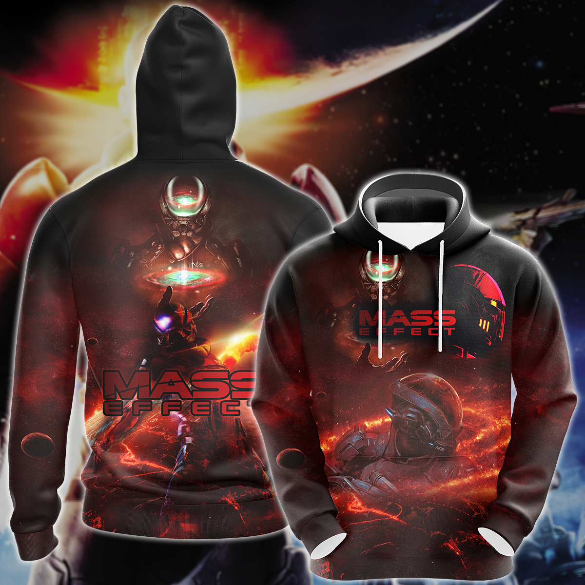 Mass Effect Video Game 3D All Over Print T-shirt Tank Top Zip Hoodie Pullover Hoodie Hawaiian Shirt Beach Shorts Jogger Hoodie