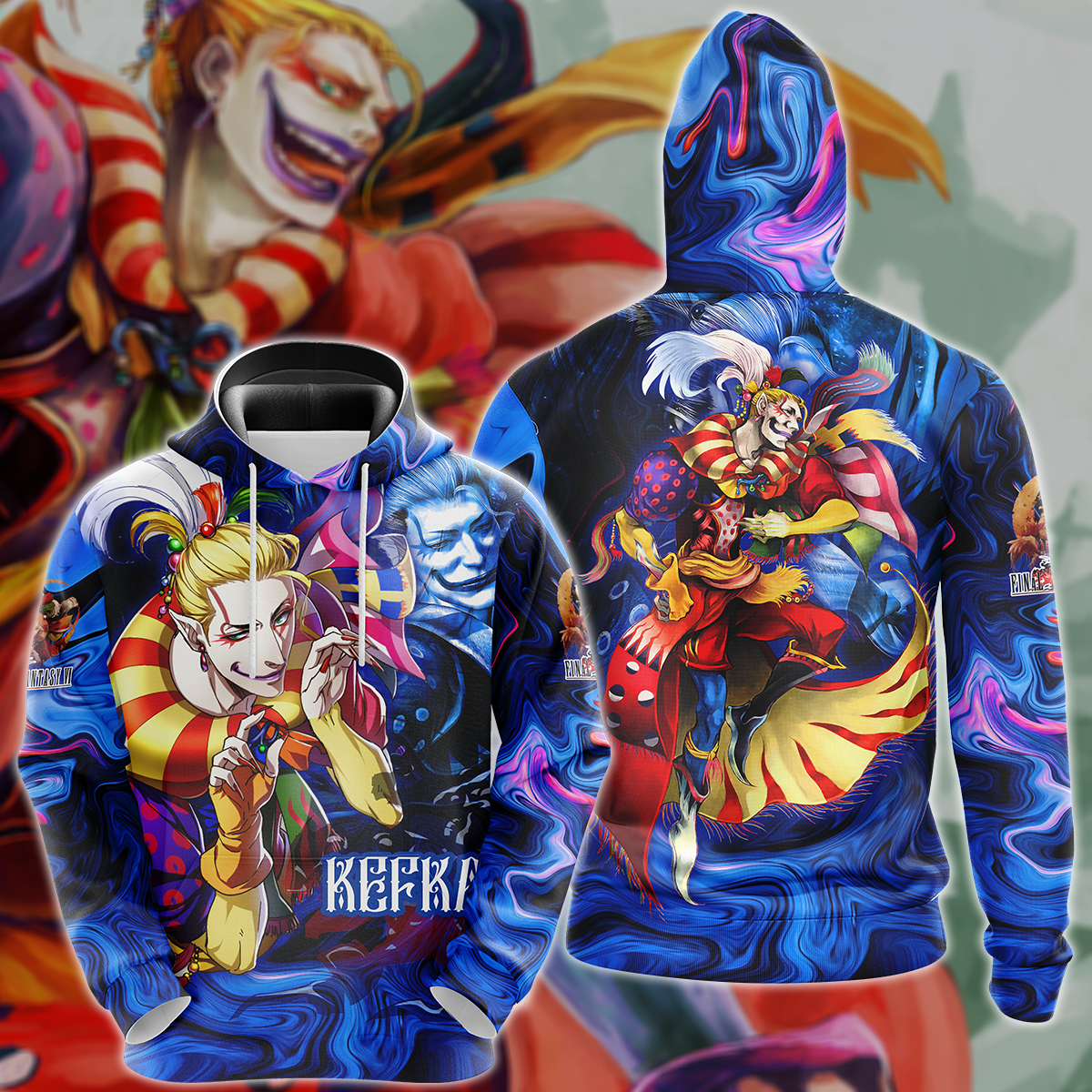 Final Fantasy VI Kefka Video Game 3D All Over Print T-shirt Tank Top Zip Hoodie Pullover Hoodie Hawaiian Shirt Beach Shorts Jogger Hoodie