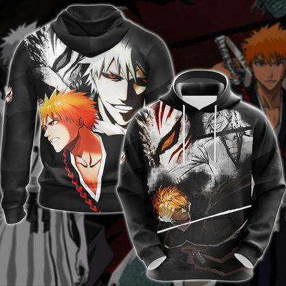 Bleach Kurosaki x Shirosaki Anime 3D All Over Print T-shirt Tank Top Zip Hoodie Pullover Hoodie Hawaiian Shirt Beach Shorts Jogger Hoodie