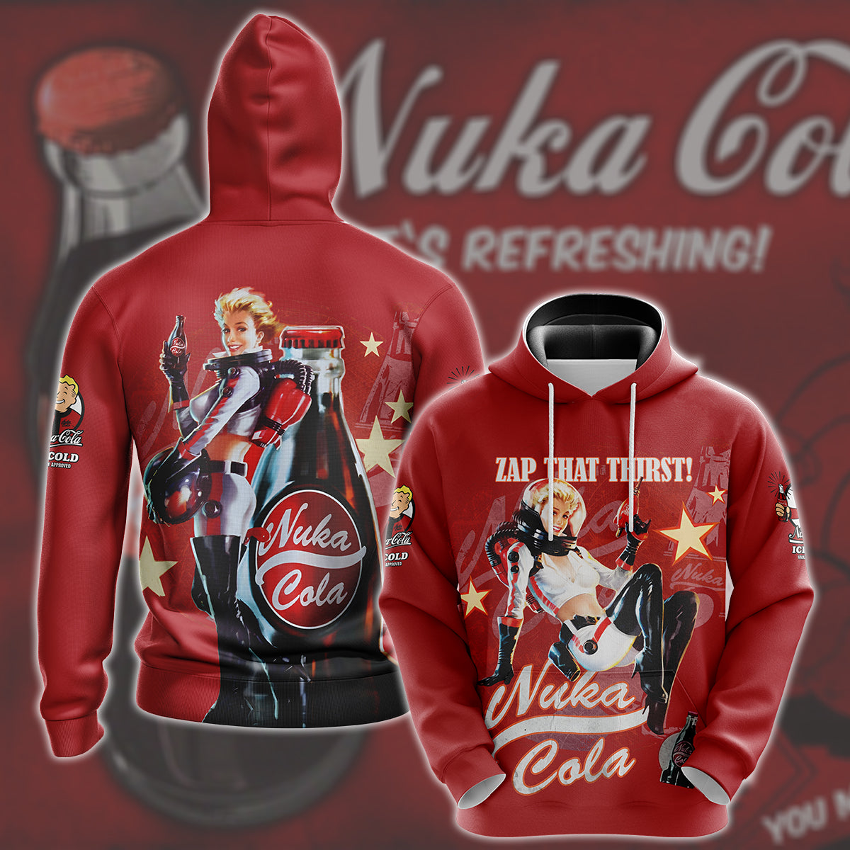 Fallout Nuka-Cola Video Game All Over Printed T-shirt Tank Top Zip Hoodie Pullover Hoodie Hawaiian Shirt Beach Shorts Joggers