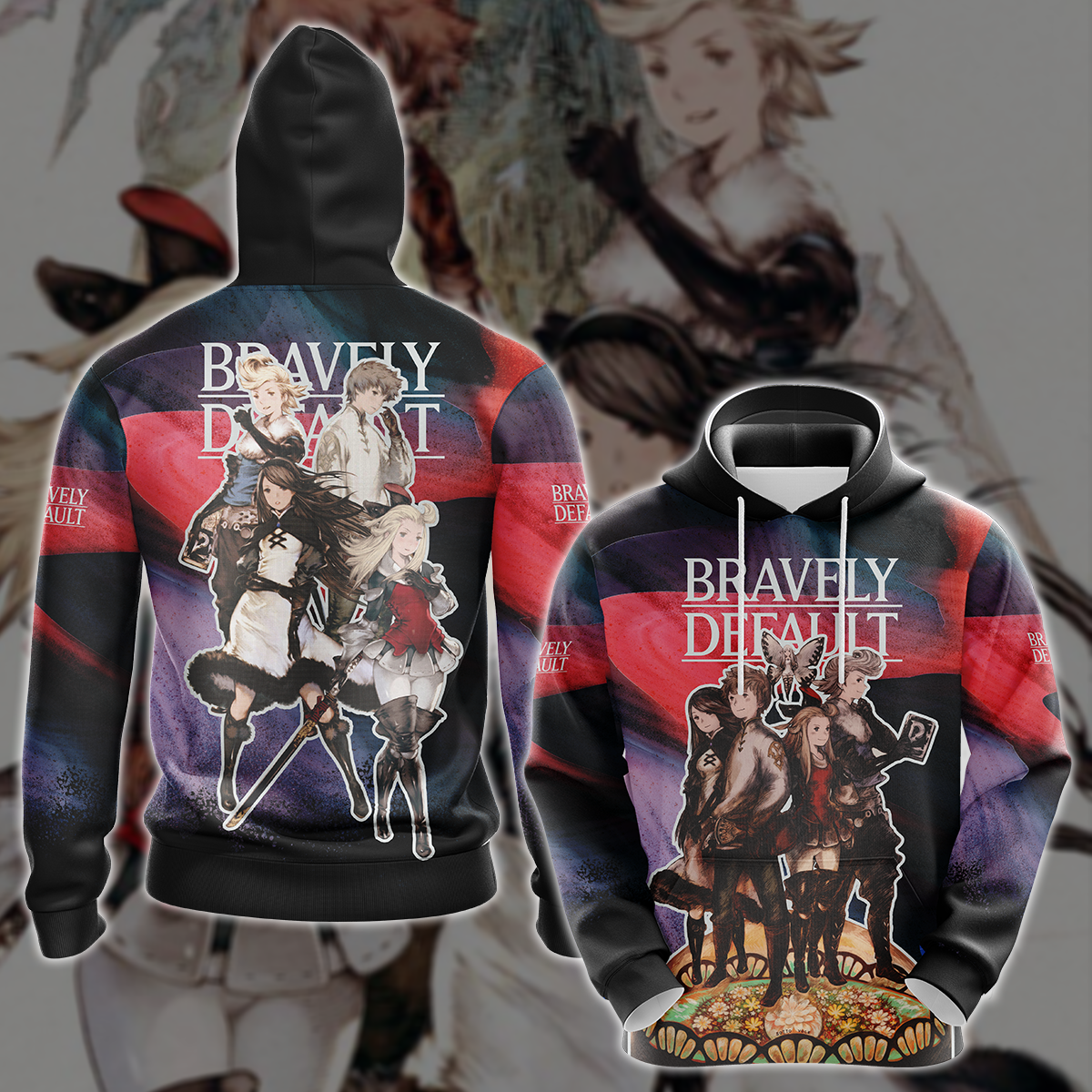 Bravely Default Video Game 3D All Over Printed T-shirt Tank Top Zip Hoodie Pullover Hoodie Hawaiian Shirt Beach Shorts Jogger Hoodie