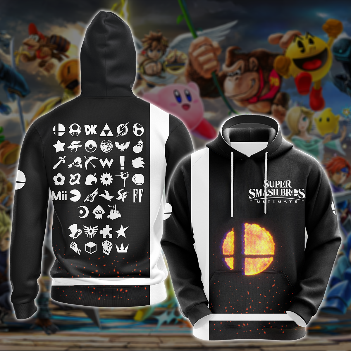 Super Smash Bros. Ultimate Video Game All Over Printed T-shirt Tank Top Zip Hoodie Pullover Hoodie Hawaiian Shirt Beach Shorts Joggers Hoodie