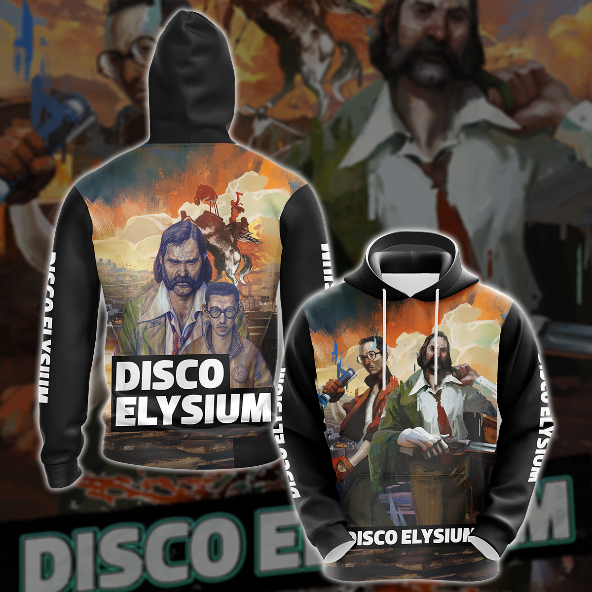 Disco Elysium Video Game All-Over T-shirt Hoodie Tank Top Hawaiian Shirt Beach Shorts Joggers Hoodie