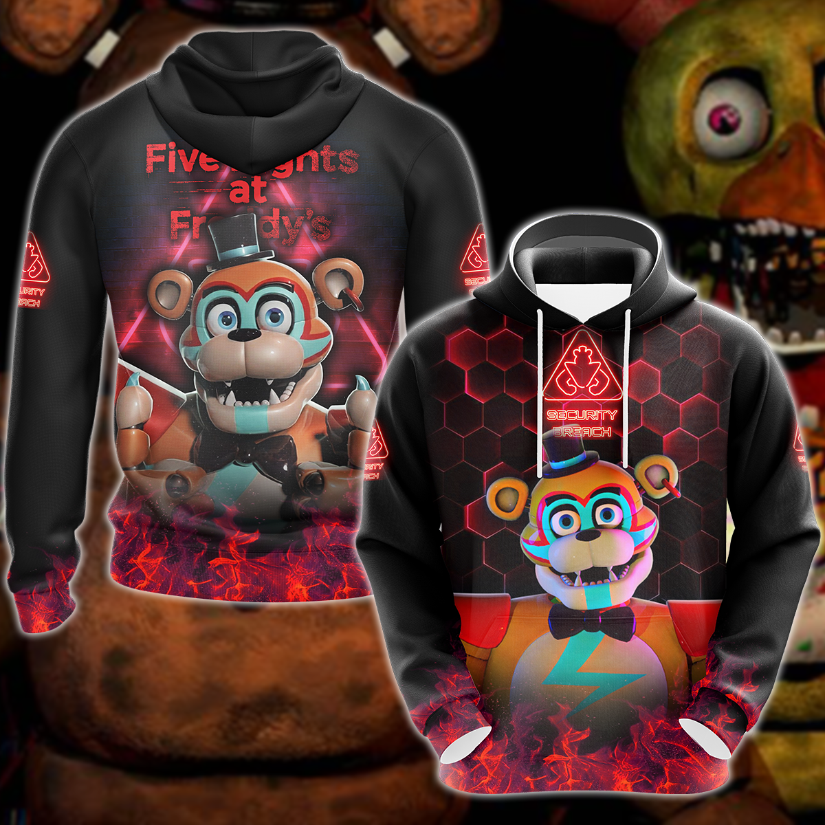 Five Nights at Freddy's: Security Breach Video Game 3D All Over Print T-shirt Tank Top Zip Hoodie Pullover Hoodie Hawaiian Shirt Beach Shorts Jogger Hoodie