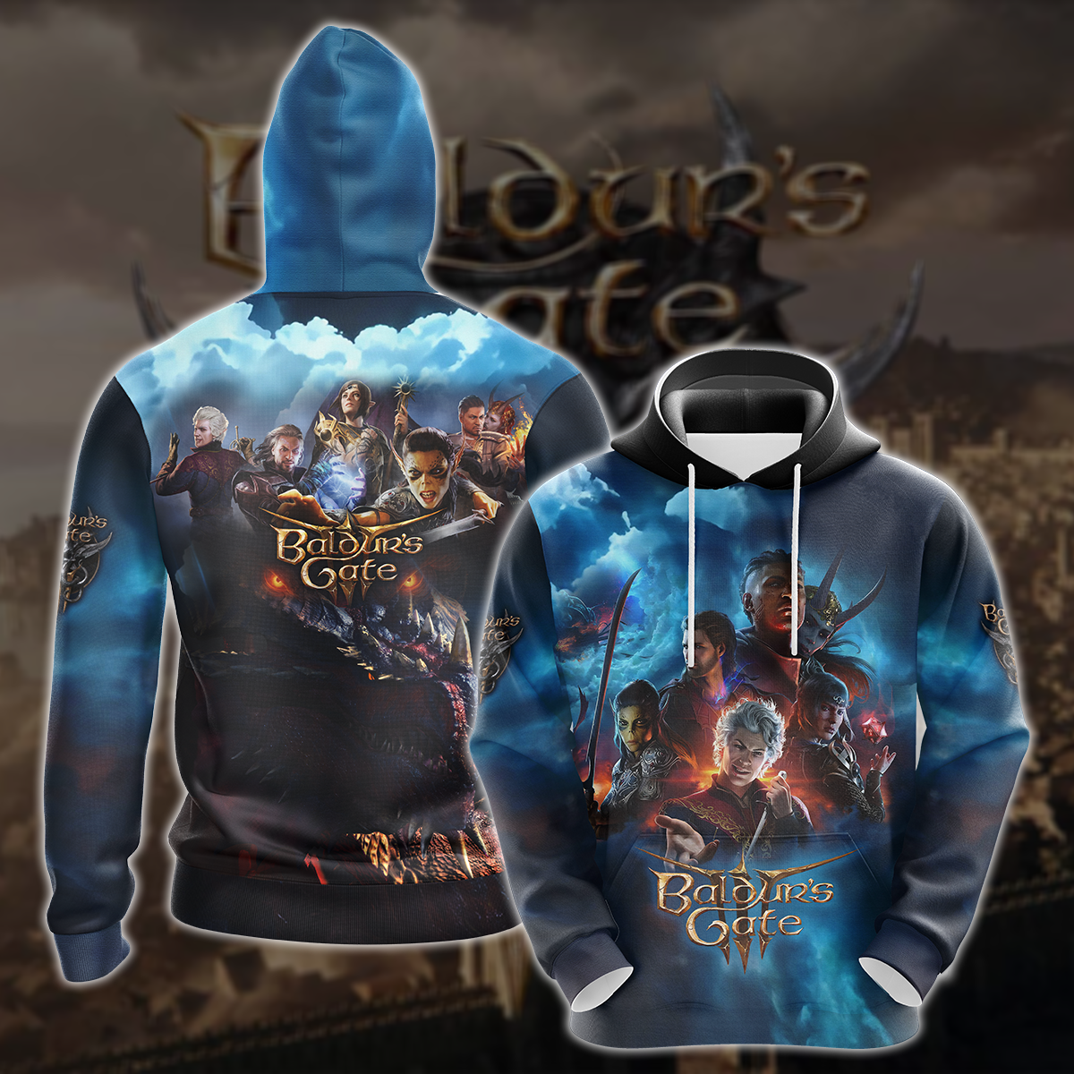 Baldur's Gate 3 Video Game All-Over T-shirt Hoodie Tank Top Hawaiian Shirt Beach Shorts Joggers Hoodie