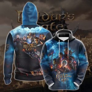 Baldur's Gate 3 Video Game All-Over T-shirt Hoodie Tank Top Hawaiian Shirt Beach Shorts Joggers Hoodie S 