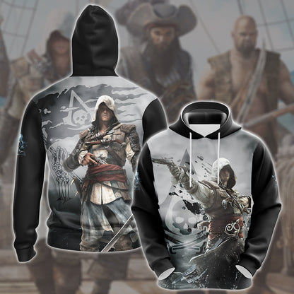 Assassin's Creed Black Flag Video Game All Over Printed T-shirt Tank Top Zip Hoodie Pullover Hoodie Hawaiian Shirt Beach Shorts Joggers Hoodie