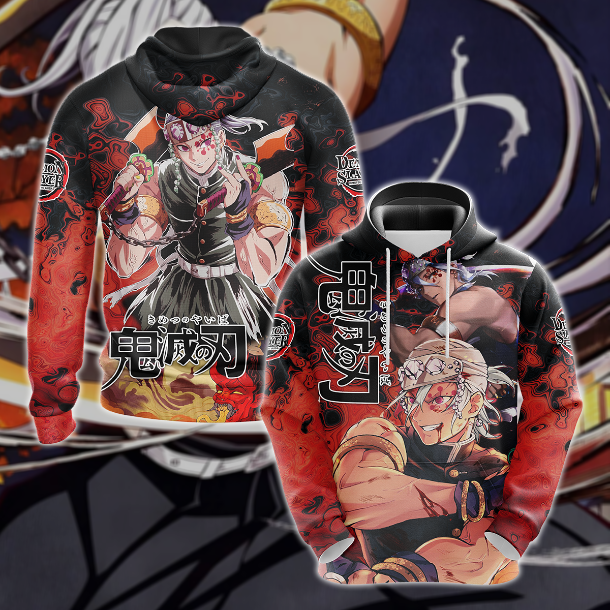 Kimetsu No Yaiba ss2: Yuukaku-hen Uzui Tengen 3D All Over Print T-shirt Tank Top Zip Hoodie Pullover Hoodie Hawaiian Shirt Beach Shorts Jogger Hoodie