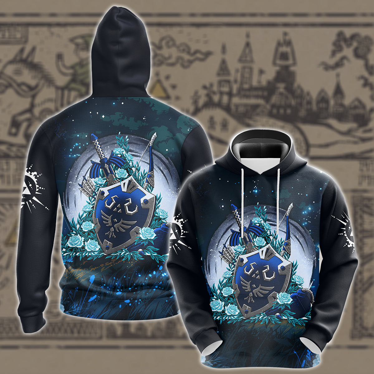 The Legend of Zelda Legendary Artifacts Video Game All Over Printed T-shirt Tank Top Zip Hoodie Pullover Hoodie Hawaiian Shirt Beach Shorts Joggers