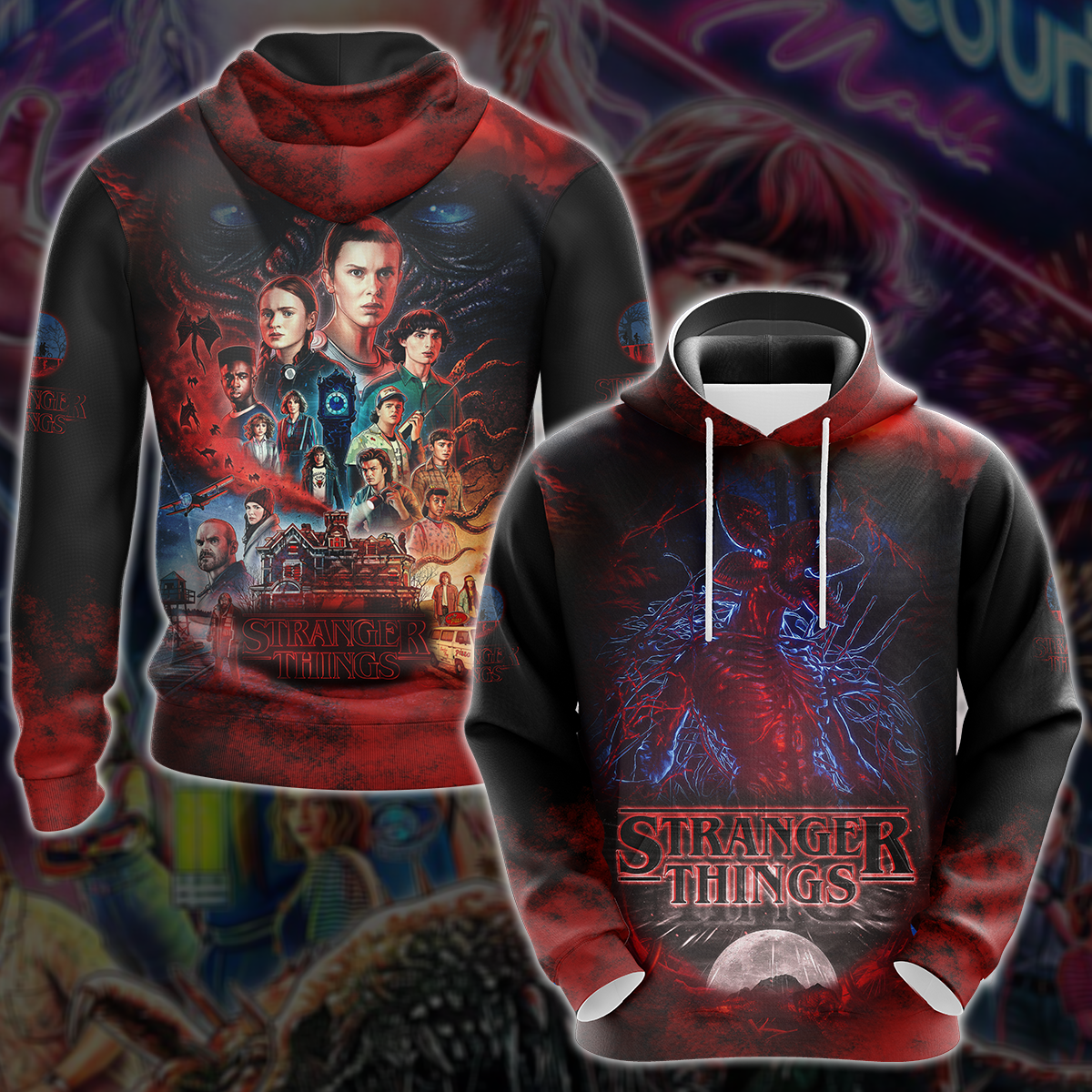 Stranger Things TV Series 3D All Over Print T-shirt Tank Top Zip Hoodie Pullover Hoodie Hawaiian Shirt Beach Shorts Jogger Hoodie