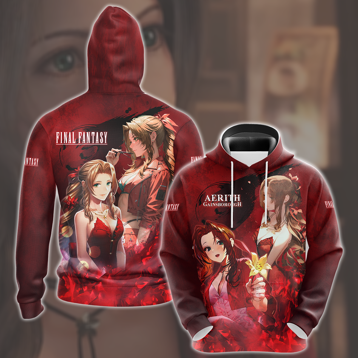Final Fantasy VII Rebirth Aerith Gainsborough Video Game All Over Printed T-shirt Tank Top Zip Hoodie Pullover Hoodie Hawaiian Shirt Beach Shorts Joggers Hoodie