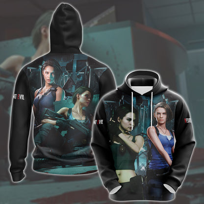 Resident Evil Jill Valentine Video Game All Over Printed T-shirt Tank Top Zip Hoodie Pullover Hoodie Hawaiian Shirt Beach Shorts Joggers