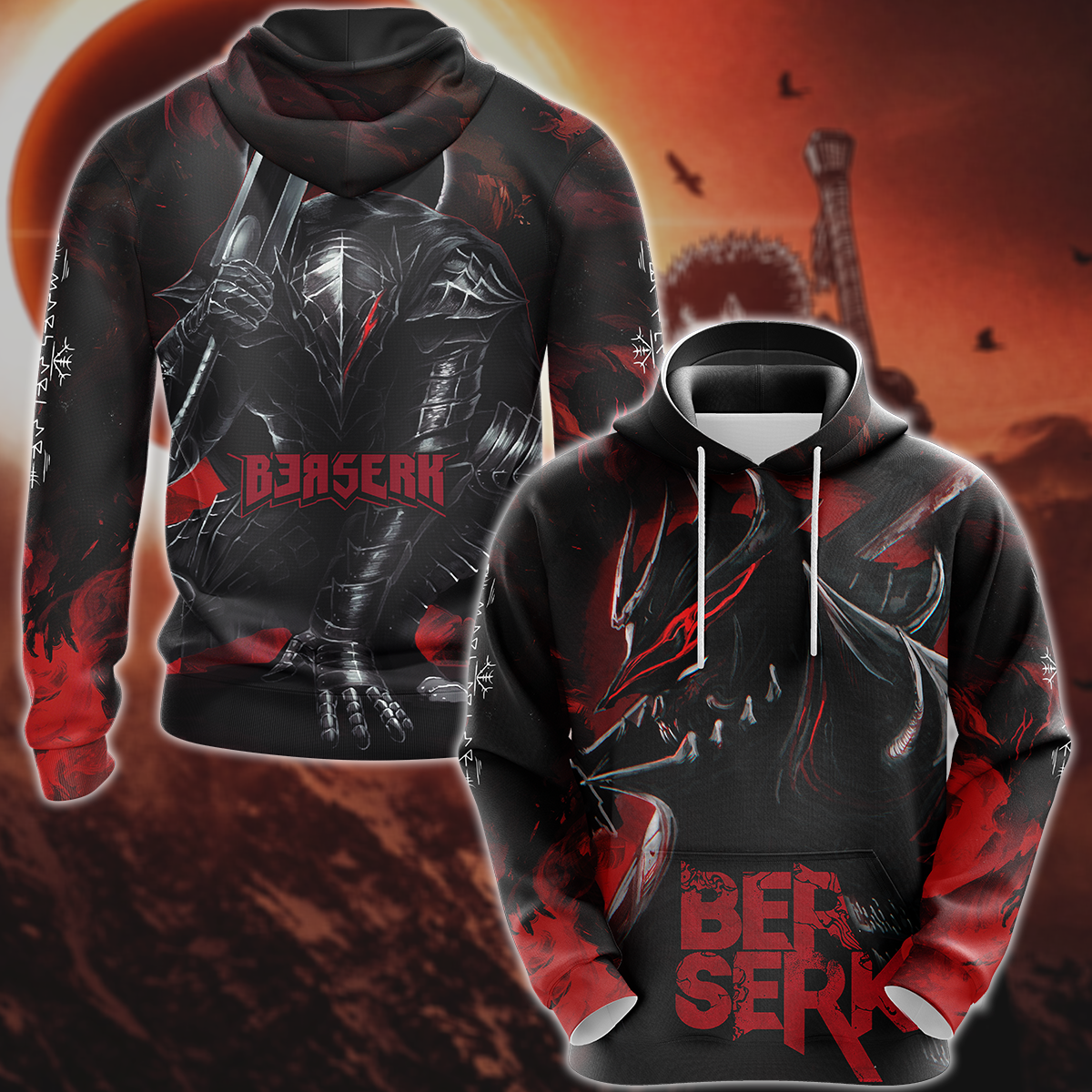 Berserk Manga All Over Print T-shirt Tank Top Zip Hoodie Pullover Hoodie Hawaiian Shirt Beach Shorts Jogger Hoodie