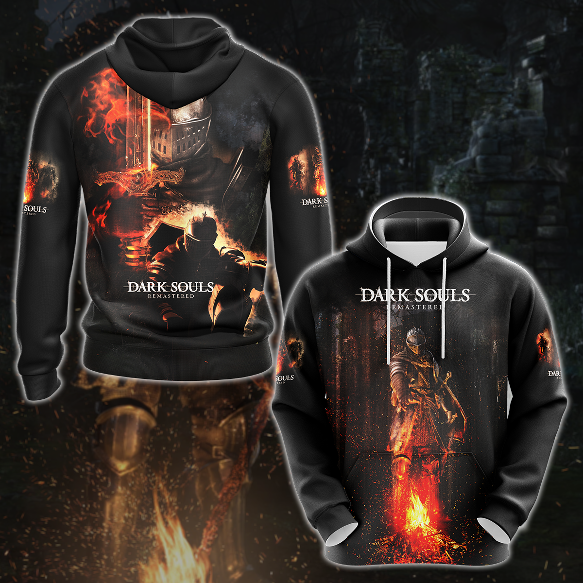 Dark Souls Remastered Video Game 3D All Over Printed T-shirt Tank Top Zip Hoodie Pullover Hoodie Hawaiian Shirt Beach Shorts Jogger Hoodie