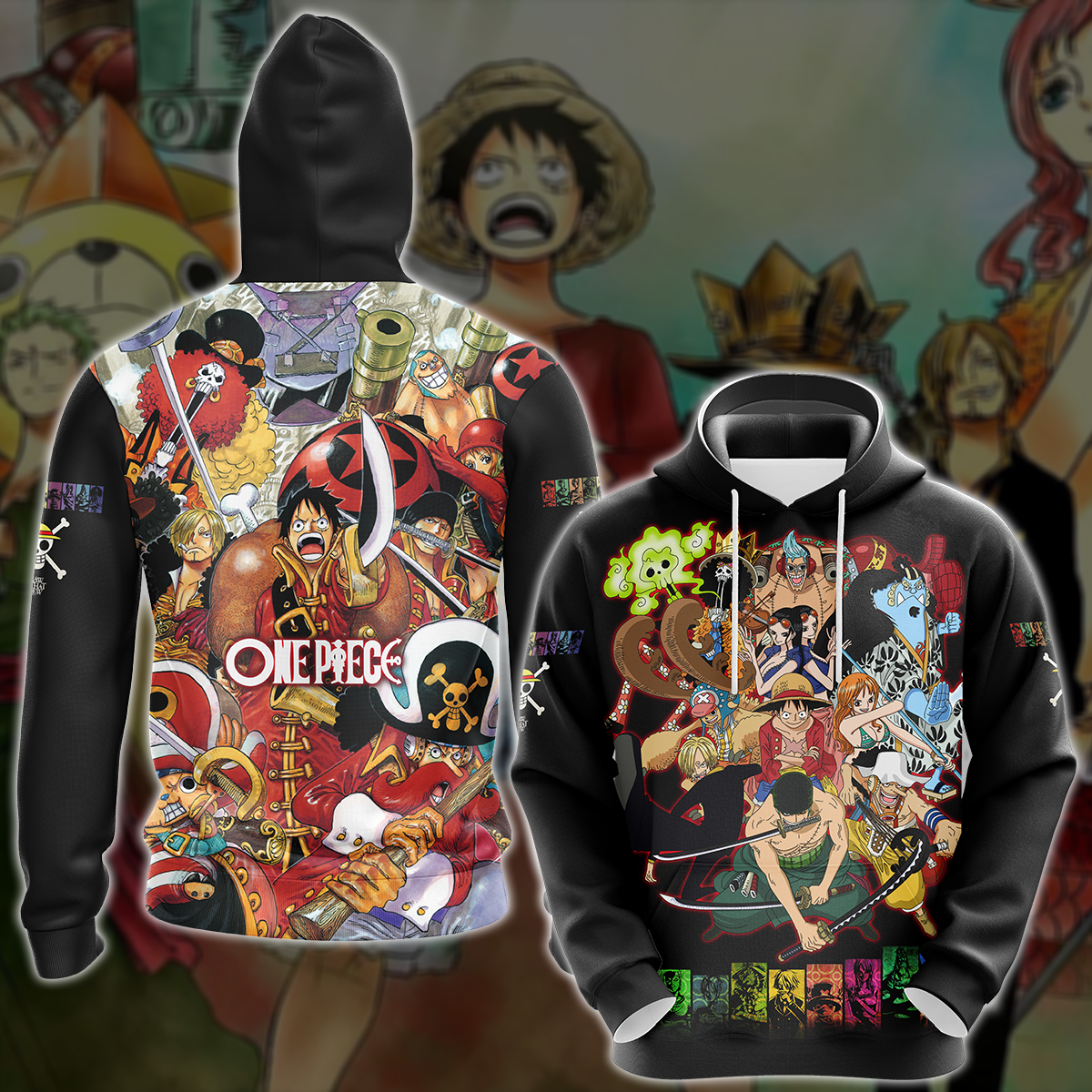 One Piece Straw Hat Pirates Anime Manga 3D All Over Print T-shirt Tank Top Zip Hoodie Pullover Hoodie Hawaiian Shirt Beach Shorts Jogger Hoodie