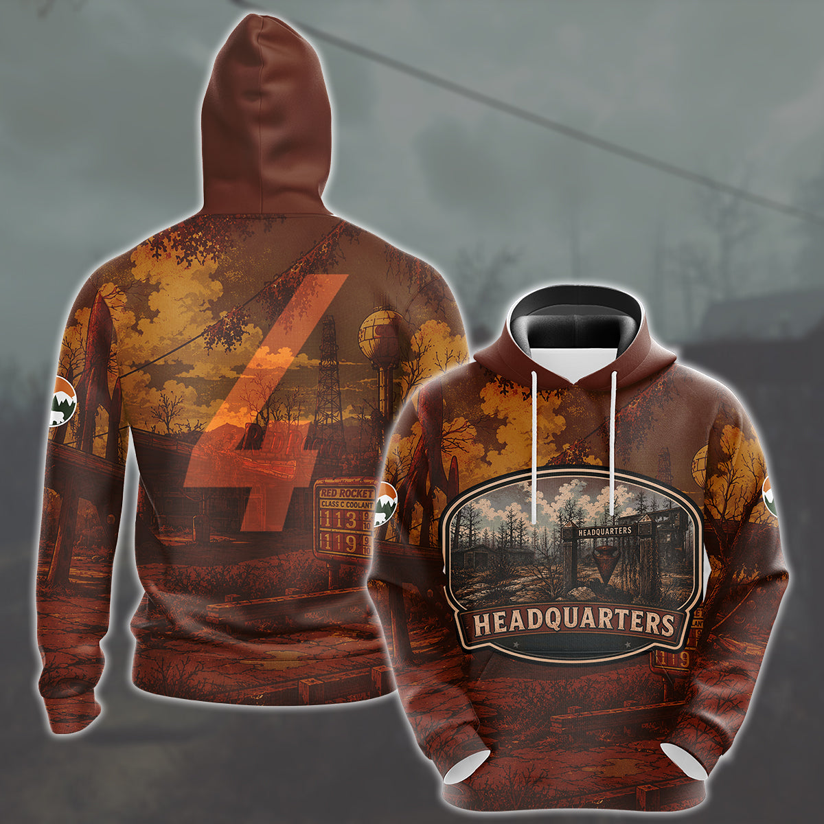 Fallout 4 Vintage National Park Style Video Game All Over Printed T-shirt Tank Top Zip Hoodie Pullover Hoodie Hawaiian Shirt Beach Shorts Joggers