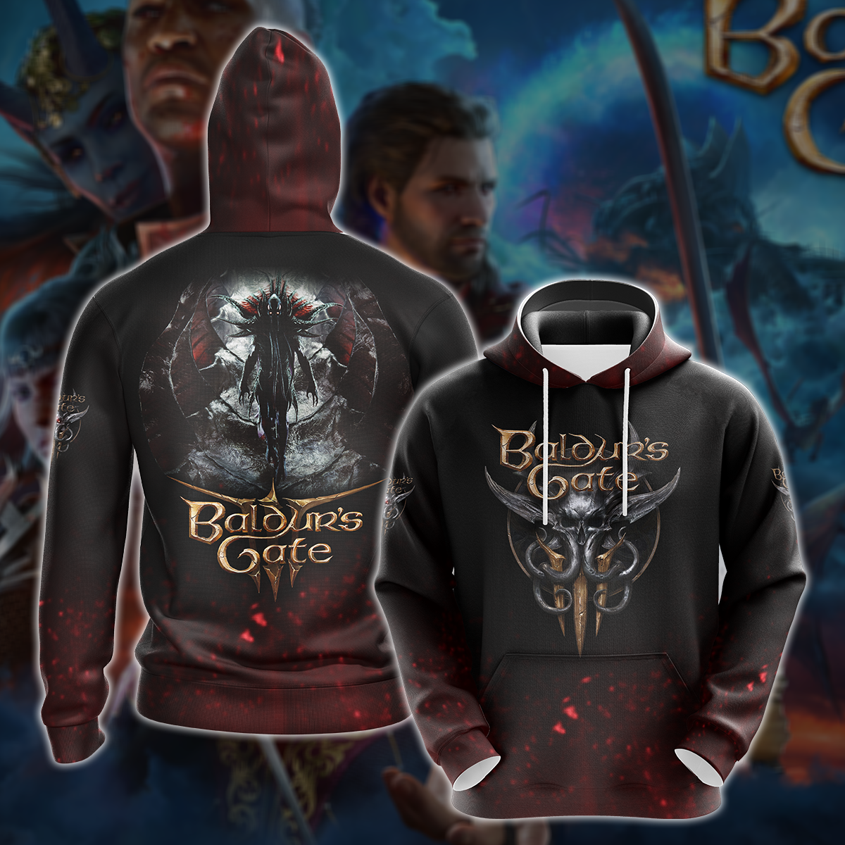 Baldur's Gate 3 Video Game All-Over T-shirt Hoodie Tank Top Hawaiian Shirt Beach Shorts Joggers Hoodie