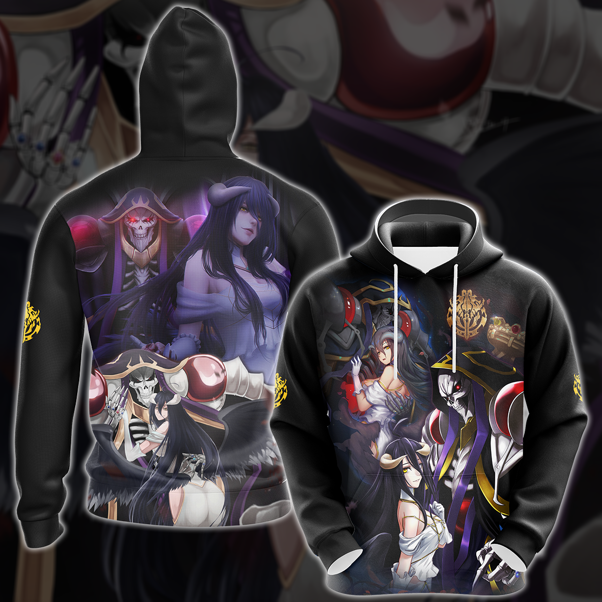 Overlord Ainz Ooal Gown and Albedo Anime Manga 3D All Over Print T-shirt Tank Top Zip Hoodie Pullover Hoodie Hawaiian Shirt Beach Shorts Jogger Hoodie