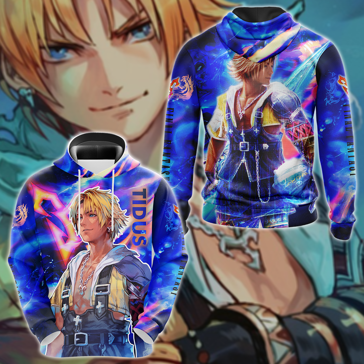 Final Fantasy X Tidus 3D All Over Print T-shirt Tank Top Zip Hoodie Pullover Hoodie Hawaiian Shirt Beach Shorts Jogger Hoodie