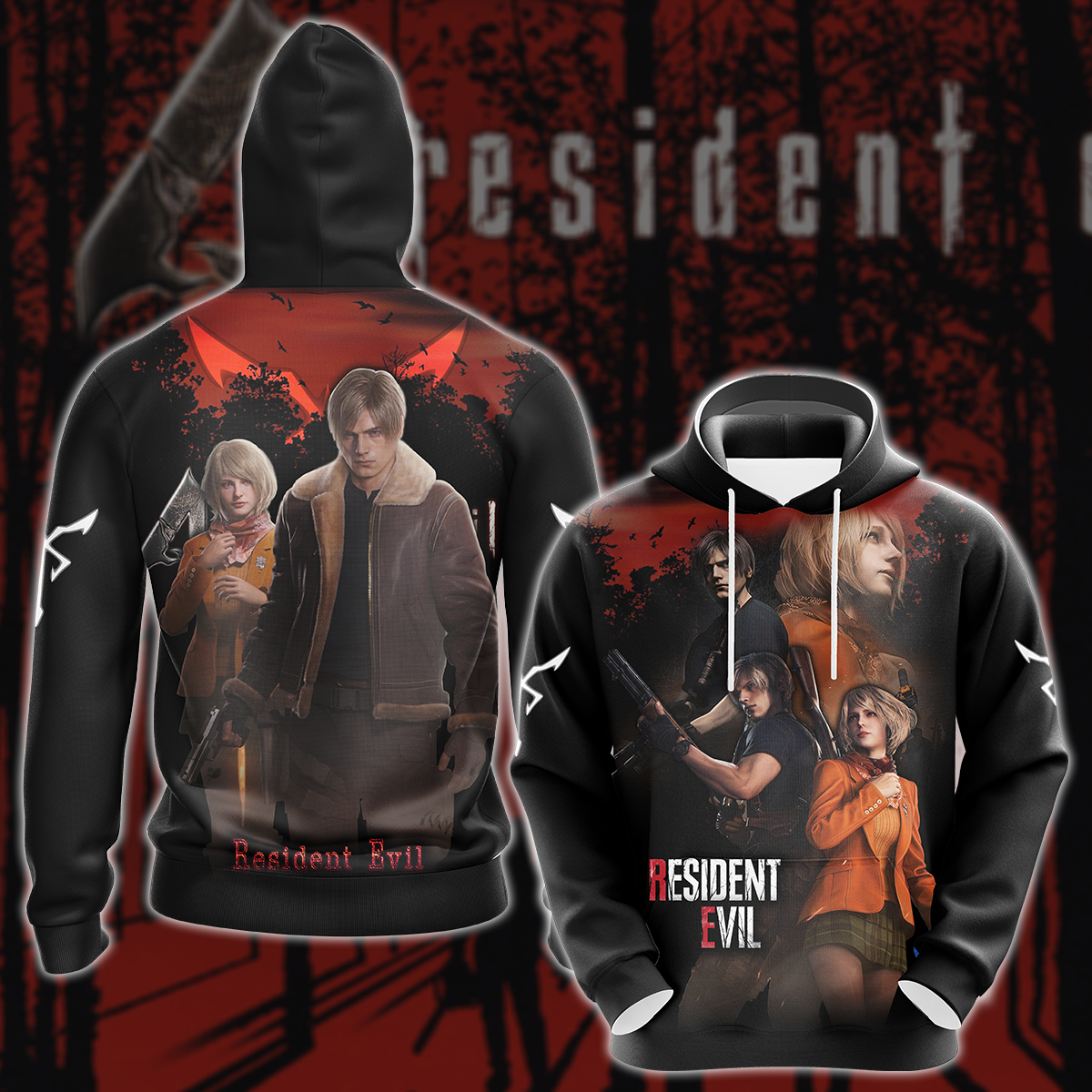 Resident Evil: Leon & Ashley Video Game 3D All Over Printed T-shirt Tank Top Zip Hoodie Pullover Hoodie Hawaiian Shirt Beach Shorts Jogger Hoodie