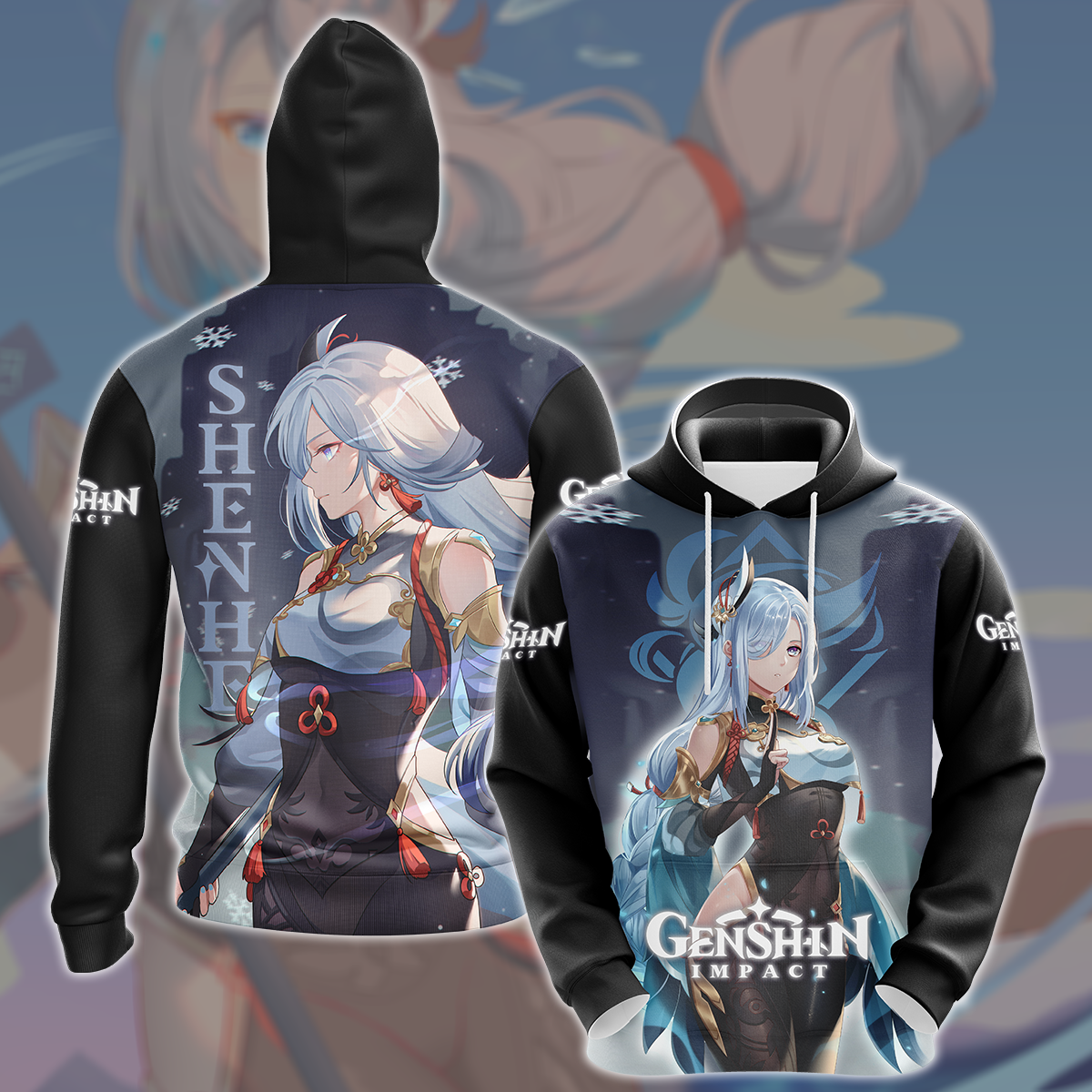 Genshin Impact Shenhe Video Game All Over Printed T-shirt Tank Top Zip Hoodie Pullover Hoodie Hawaiian Shirt Beach Shorts Joggers Hawaiian Shirt