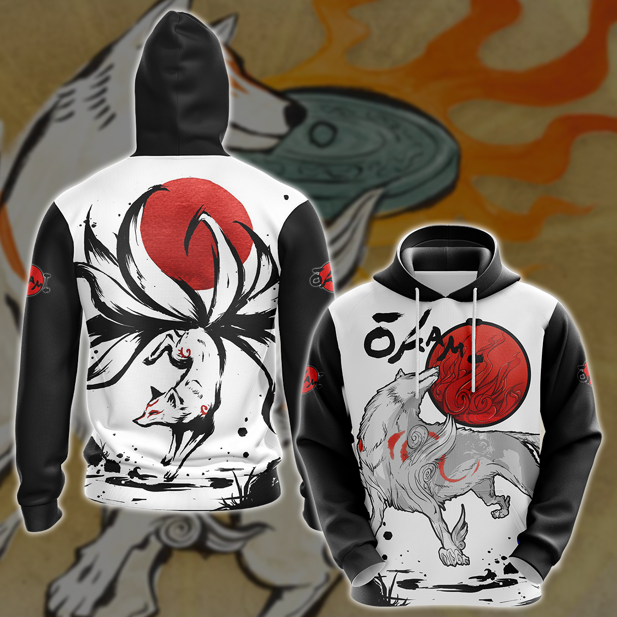Okami Fox Video Game 3D All Over Printed T-shirt Tank Top Zip Hoodie Pullover Hoodie Hawaiian Shirt Beach Shorts Jogger Hoodie