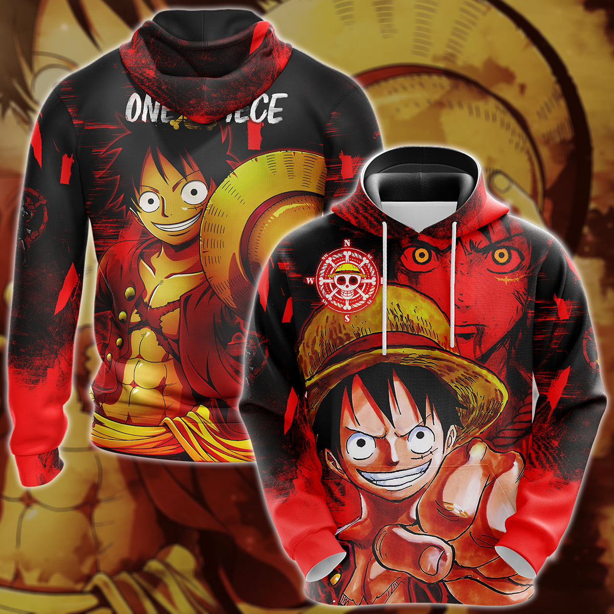 One Piece Monkey D. Luffy 3D All Over Print T-shirt Tank Top Zip Hoodie Pullover Hoodie Hawaiian Shirt Beach Shorts Jogger Hoodie