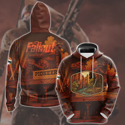 Fallout: New Vegas Vintage National Park Style Video Game All Over Printed T-shirt Tank Top Zip Hoodie Pullover Hoodie Hawaiian Shirt Beach Shorts Joggers