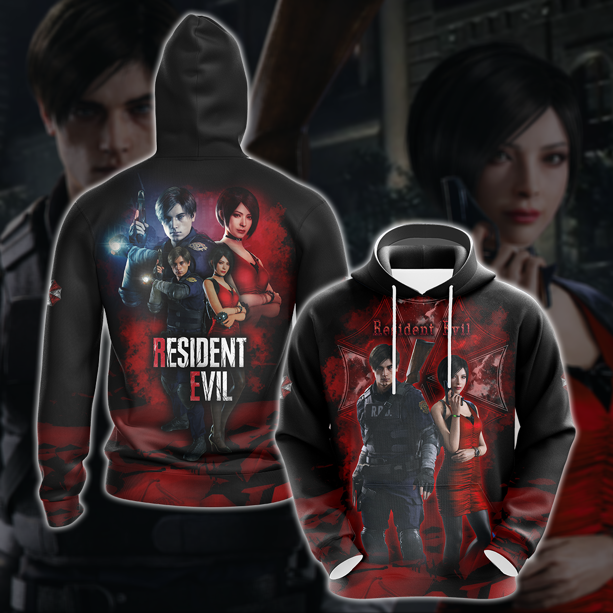 Resident Evil: Ada Wong & Leon Kennedy Video Game 3D All Over Printed T-shirt Tank Top Zip Hoodie Pullover Hoodie Hawaiian Shirt Beach Shorts Jogger Hoodie
