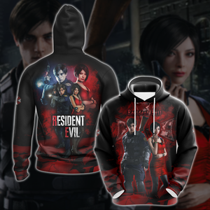 Resident Evil: Ada Wong & Leon Kennedy Video Game 3D All Over Printed T-shirt Tank Top Zip Hoodie Pullover Hoodie Hawaiian Shirt Beach Shorts Jogger Hoodie S 