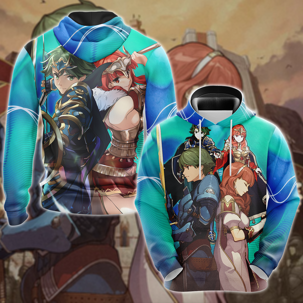 Fire Emblem Alm & Celica Video Game 3D All Over Print T-shirt Tank Top Zip Hoodie Pullover Hoodie Hawaiian Shirt Beach Shorts Jogger Hoodie