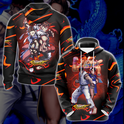Street Fighter: Ryu & Chun-Li Video Game 3D All Over Printed T-shirt Tank Top Zip Hoodie Pullover Hoodie Hawaiian Shirt Beach Shorts Jogger Hoodie