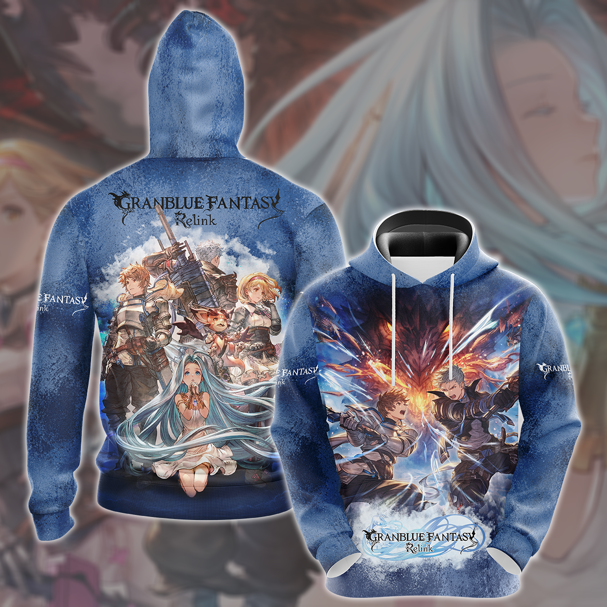 Granblue Fantasy: Relink Video Game All Over Printed T-shirt Tank Top Zip Hoodie Pullover Hoodie Hawaiian Shirt Beach Shorts Joggers Hoodie