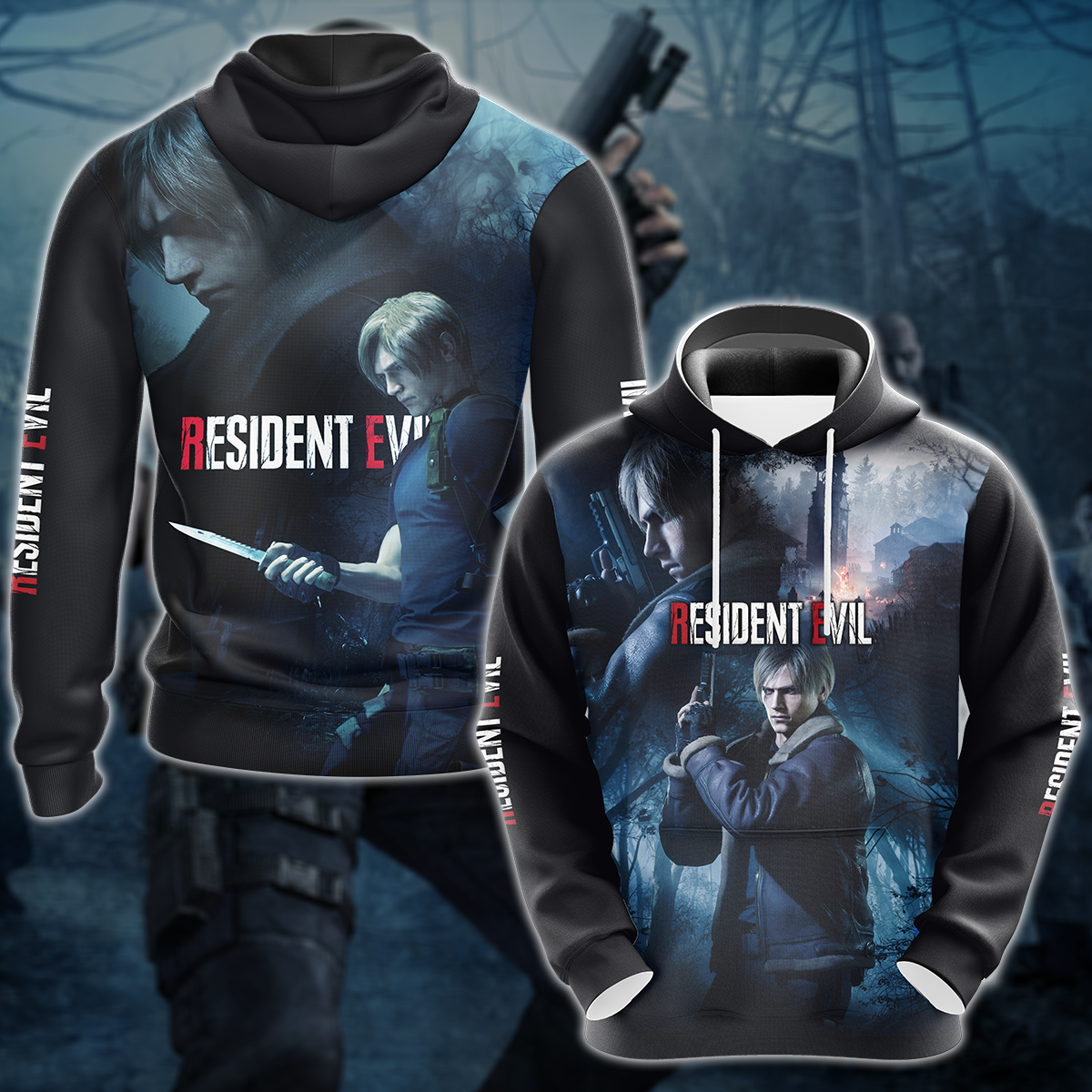 Resident Evil 4 Leon Kennedy Video Game 3D All Over Printed T-shirt Tank Top Zip Hoodie Pullover Hoodie Hawaiian Shirt Beach Shorts Jogger Hoodie