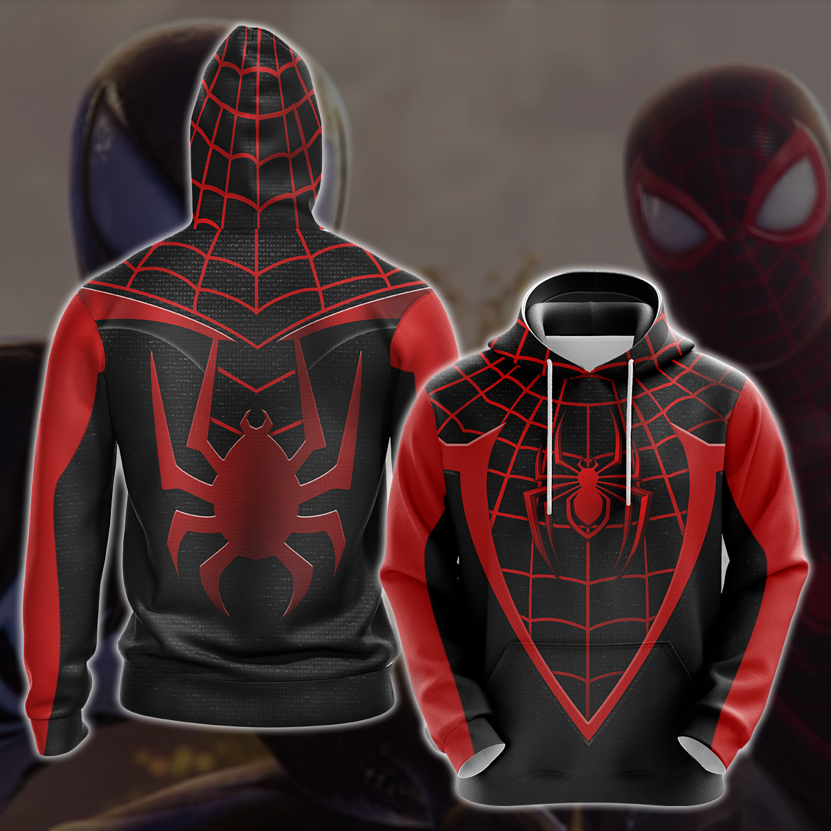 Spider-Man 2 Miles Morales Upgraded Suit Cosplay Video Game All Over Printed T-shirt Tank Top Zip Hoodie Pullover Hoodie Hawaiian Shirt Beach Shorts Joggers Hoodie