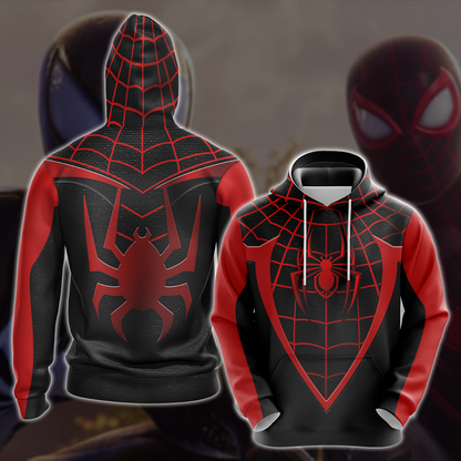 Spider-Man 2 Miles Morales Upgraded Suit Cosplay Video Game All Over Printed T-shirt Tank Top Zip Hoodie Pullover Hoodie Hawaiian Shirt Beach Shorts Joggers Hoodie