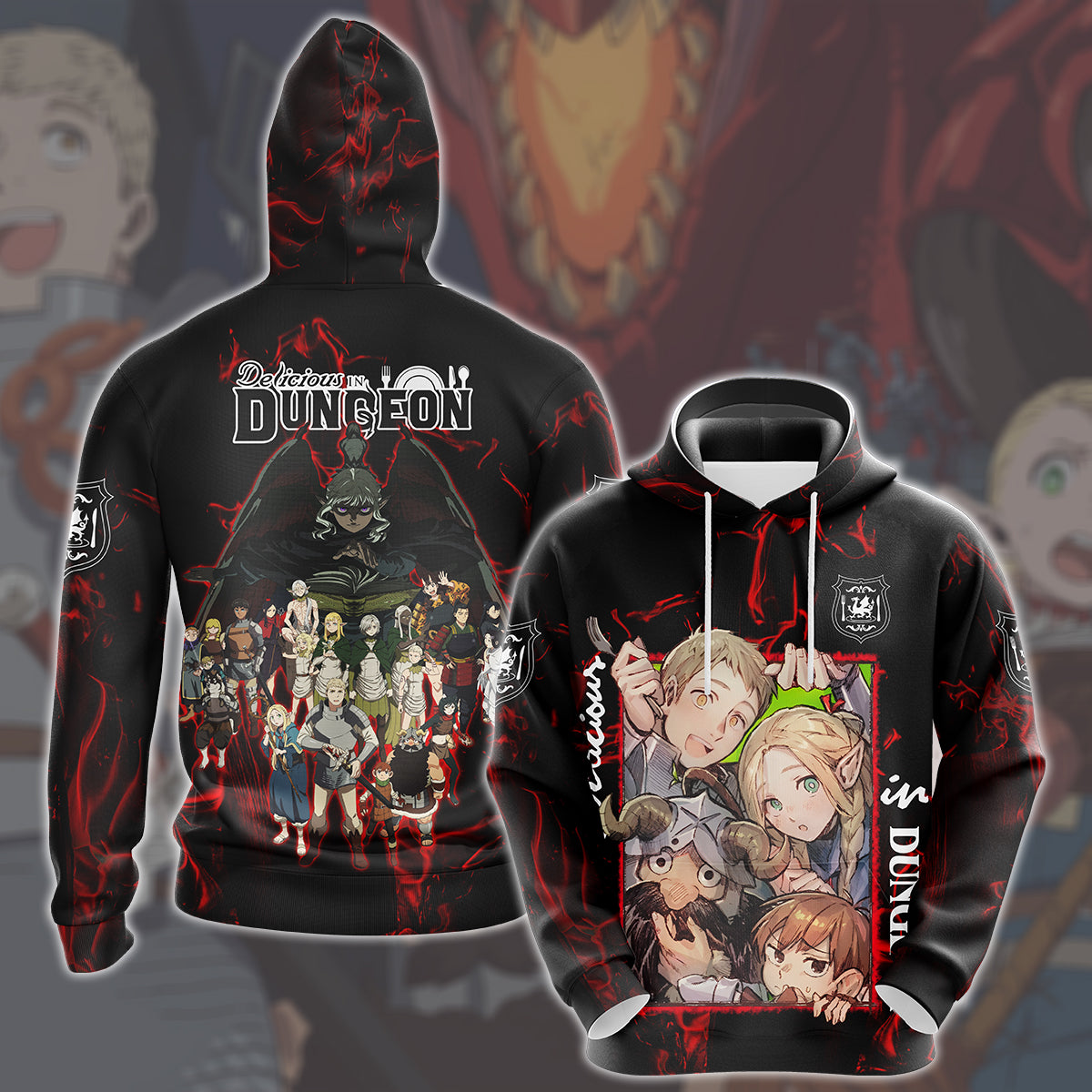 Delicious in Dungeon Anime Manga All Over Printed T-shirt Tank Top Zip Hoodie Pullover Hoodie Hawaiian Shirt Beach Shorts Joggers Hoodie