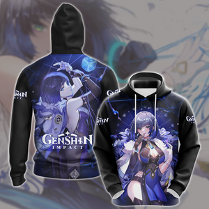 Genshin Impact Yelan Video Game All Over Printed T-shirt Tank Top Zip Hoodie Pullover Hoodie Hawaiian Shirt Beach Shorts Joggers Hoodie S 