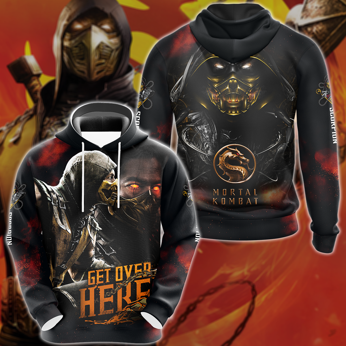 Mortal Kombat: Scorpion 3D All Over Print T-shirt Tank Top Zip Hoodie Pullover Hoodie Hawaiian Shirt Beach Shorts Jogger Hoodie