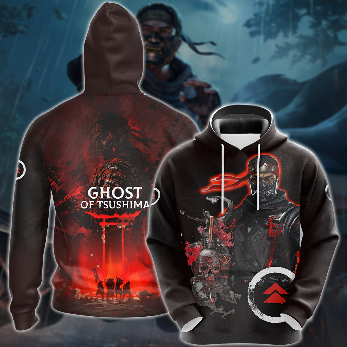 Ghost of Tsushima Video Game 3D All Over Print T-shirt Tank Top Zip Hoodie Pullover Hoodie Hawaiian Shirt Beach Shorts Jogger Hoodie