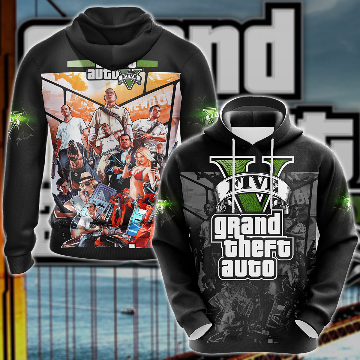 GTA Grand Theft Auto V Video Game 3D All Over Print T-shirt Tank Top Zip Hoodie Pullover Hoodie Hawaiian Shirt Beach Shorts Jogger Hoodie