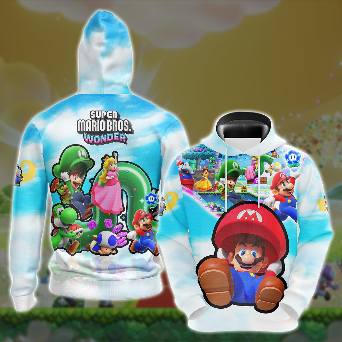 Super Mario Bros. Wonder Video Game All Over Printed T-shirt Tank Top Zip Hoodie Pullover Hoodie Hawaiian Shirt Beach Shorts Joggers Hoodie